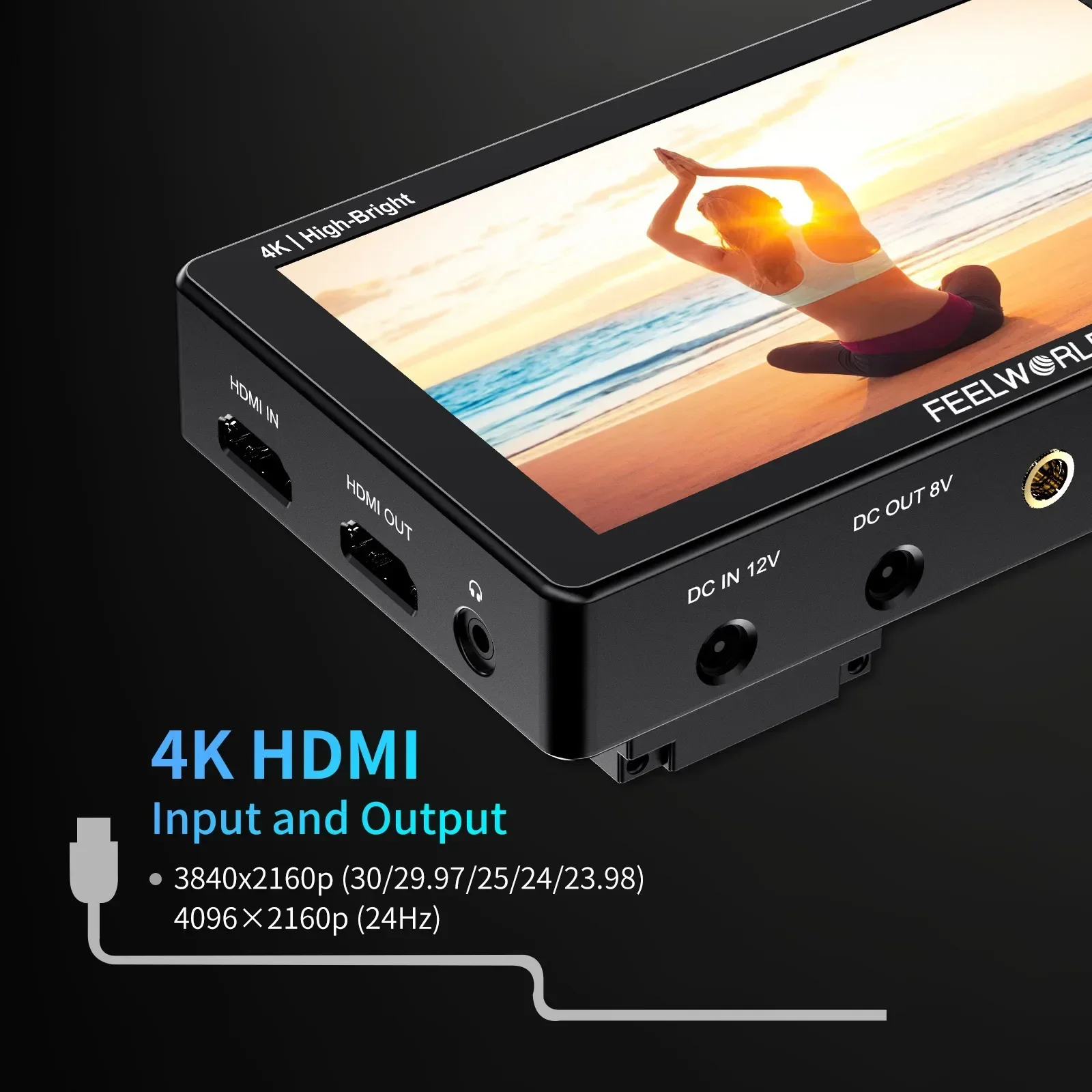 FEELWORLD LUT5E 5.5 Inch 1600nit Touch Screen Field Monitor DSLR Camera F970 External Power and Install Kit 4K HDMI 1920X1080