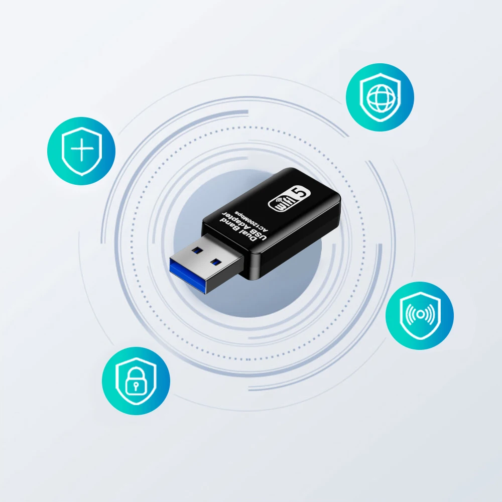 ADAPTADOR WIFI 5GHz USB 3.0 WIFI ETHERNET ANTENA DONGLE PLACA DE REDE MÓDULO PARA PC E LAPTOP