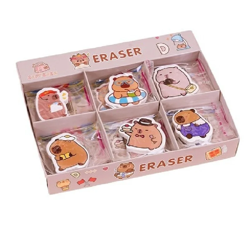 Capibala 지우개 30pcs Labubu 연필 지우개 Sanrio 귀여운 새 스타일 깨끗한 학생 용품 사무 작업 도매 박스 선물