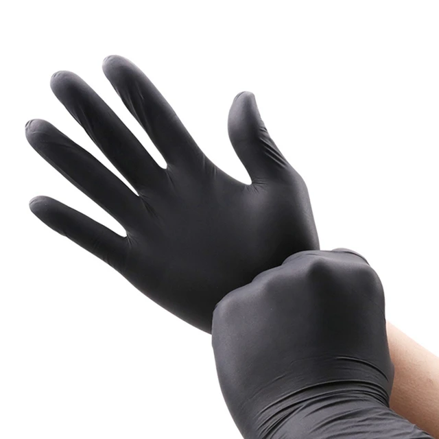 Gants jetables Gants en nitrile noir jetables 100pcs Outils de nettoyage en  latex Rose Travail PVC TPE Guantes Gadget de cuisine ensemble 230728