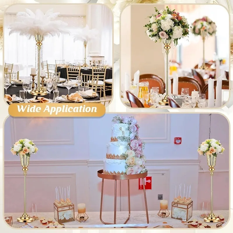 10 Pcs 26.7" Tall Gold Flower Vase for Wedding Centerpiece Decorative Tabletop Metal Trumpet Floral Stand for Christmas 5