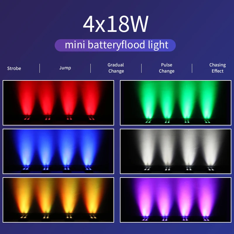 RGBWA UV 6IN1 Led 4x18W Color Battery Wireless Party Light
