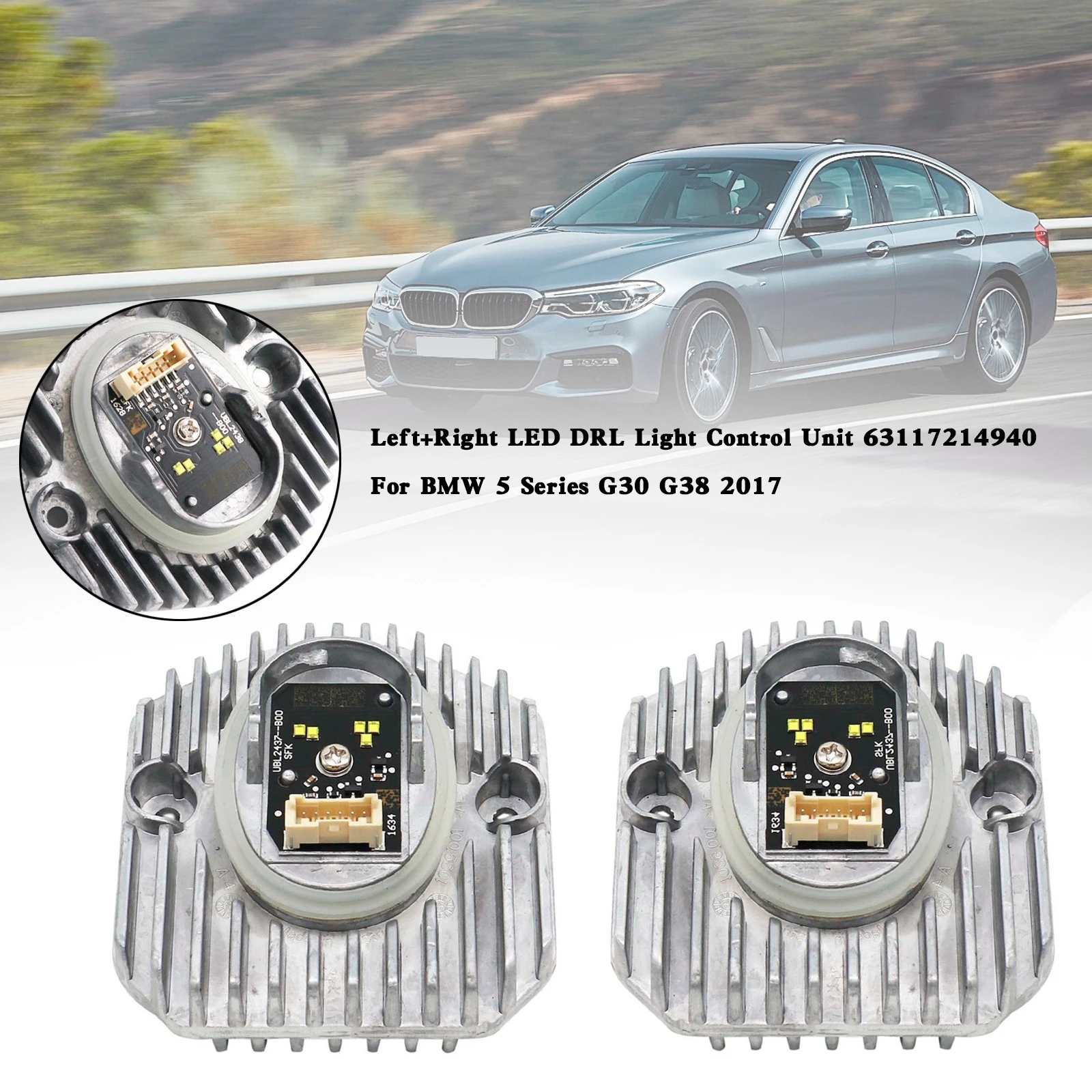 Areyourshop 2X Led Drl Light Control Unit 63117214939/40 Per Bmw Serie 5 G30 G38 2017-Parti Di Accessori Per Auto