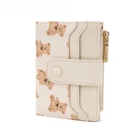 Women Short Wallets PU Leather Female Bifold Purses Cute Bear Card Holder Wallet for Girl Small Zipper Wallet with Coin Purse 1