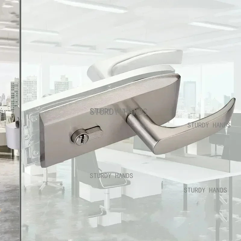 สํานักงานประตูกระจกล็อคห้องน้ําสแตนเลสประตูล็อคห้องนอนระเบียงประตูกระจก Lockset Home Security ฮาร์ดแวร์ 1