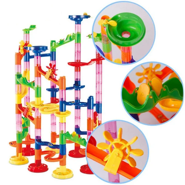 29 PCS/Set Kids 3D Maze Ball Roll Toys kid Christmas Gift build a circuit DIY Construction Marble Run Race Track Building Blocks 1