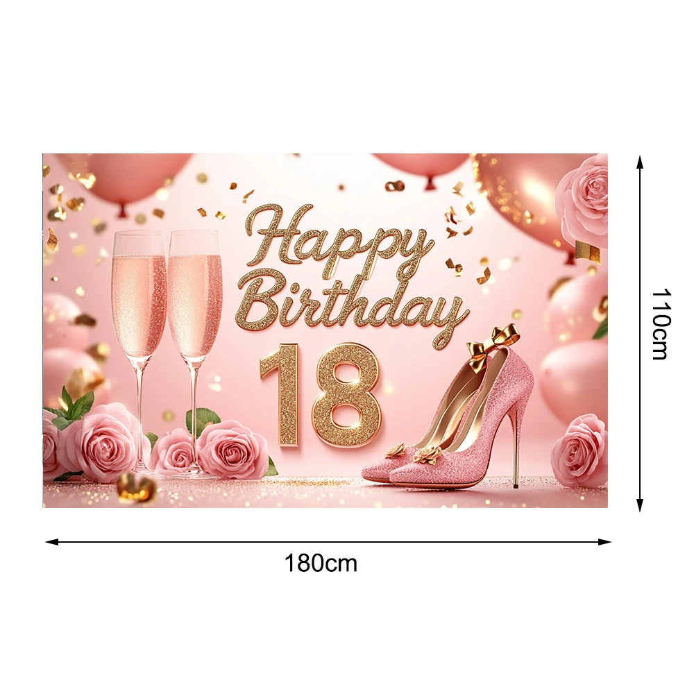 דגל יומולדת ה-18 - רקע צבעוני זהבי מפואר - קישוט מרובה תכליתי לחגיגות בפנים ובחוץ