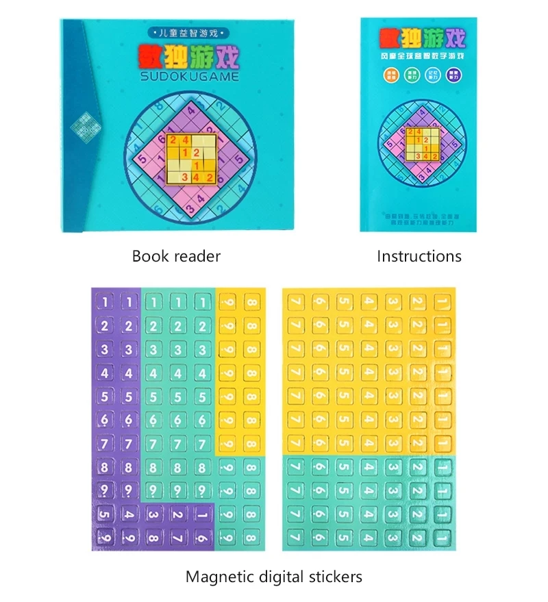 Sudoku Game 4 in 1 Magnetic Wooden Sudoku Game Book Preschool Early Learning Kids Educational Math Toy Puzzle Gift Sudoku 6