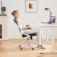 High Back Ergonomic Mesh Office Chair With Adjustable Padded Headrest White/Black Furniture Computer Armchair Chairs Gaming 1