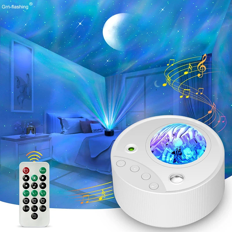 New Northern Star Moon Galaxy Projection Lamp with Sleeping Music Atmosphere Effect Laser Stage Light Decor Bedroom Living Room rgbw led light bulbs with speaker music playing color changing led lamp remote control daylight bulb light e27 atmosphere lamp