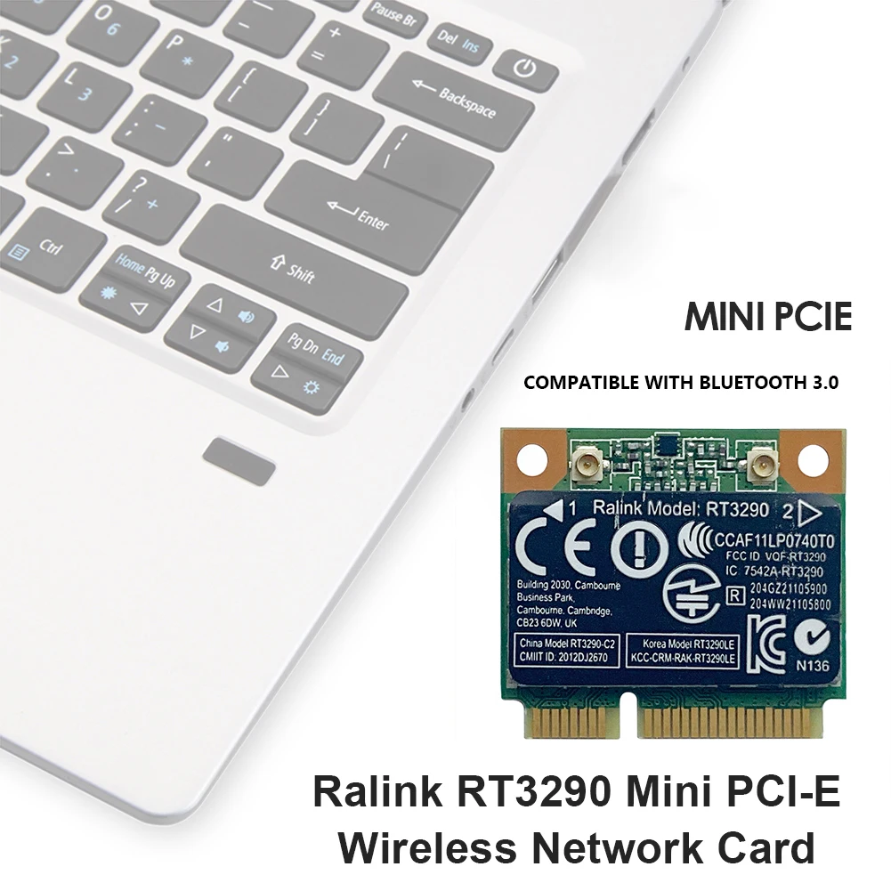 Tarjeta de Red inalámbrica, RT3290 Wi-Fi Tarjeta de Red inalámbrica de 150  Mbps para Mini Puerto PCI-E Computadora Tarjeta WiFi de Banda de Alta  Ganancia para PC Adaptador de Red inalámbrica Ecomeon