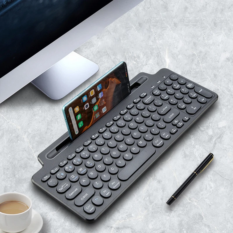 Tastiera wireless 2.4G compatibile con Bluetooth con touchpad numerico, mouse, slot per schede e tastierino numerico per TV Box iOS/Android._voghion.com