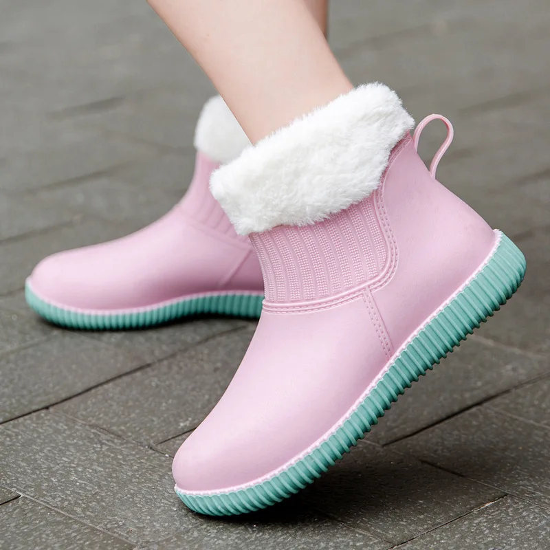 Women Ankle Rain Boots Autumn Winter Waterproof RainShoes Female