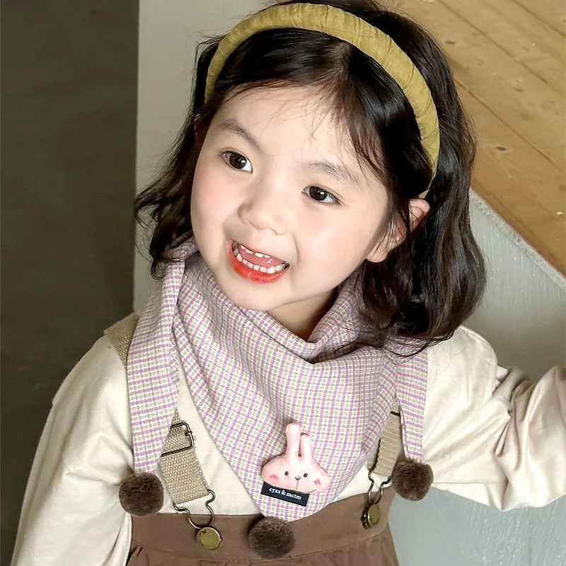 3-8Y new autumn winter knitted triangle scarf for baby boys girls outdoor warm kids mufflers children crochet baby