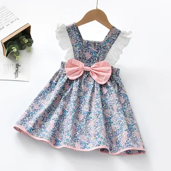Summer Baby Girl Dress Backless Bow Princess Dress Ruffle Sleeve Full Flower Kid Vest Dress Wedding Party Children Costume A1375 1