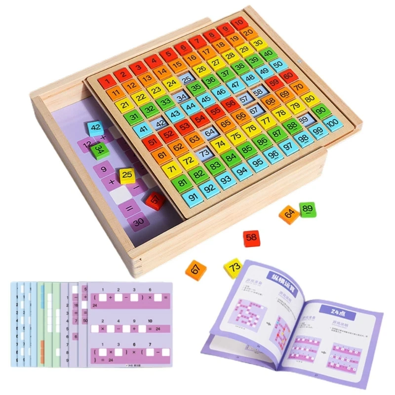 

77HD Educational Wooden Math Learning Board for Preschoolers Kids Montessori 1 100 Digital Consecutive Numbers Counting Game