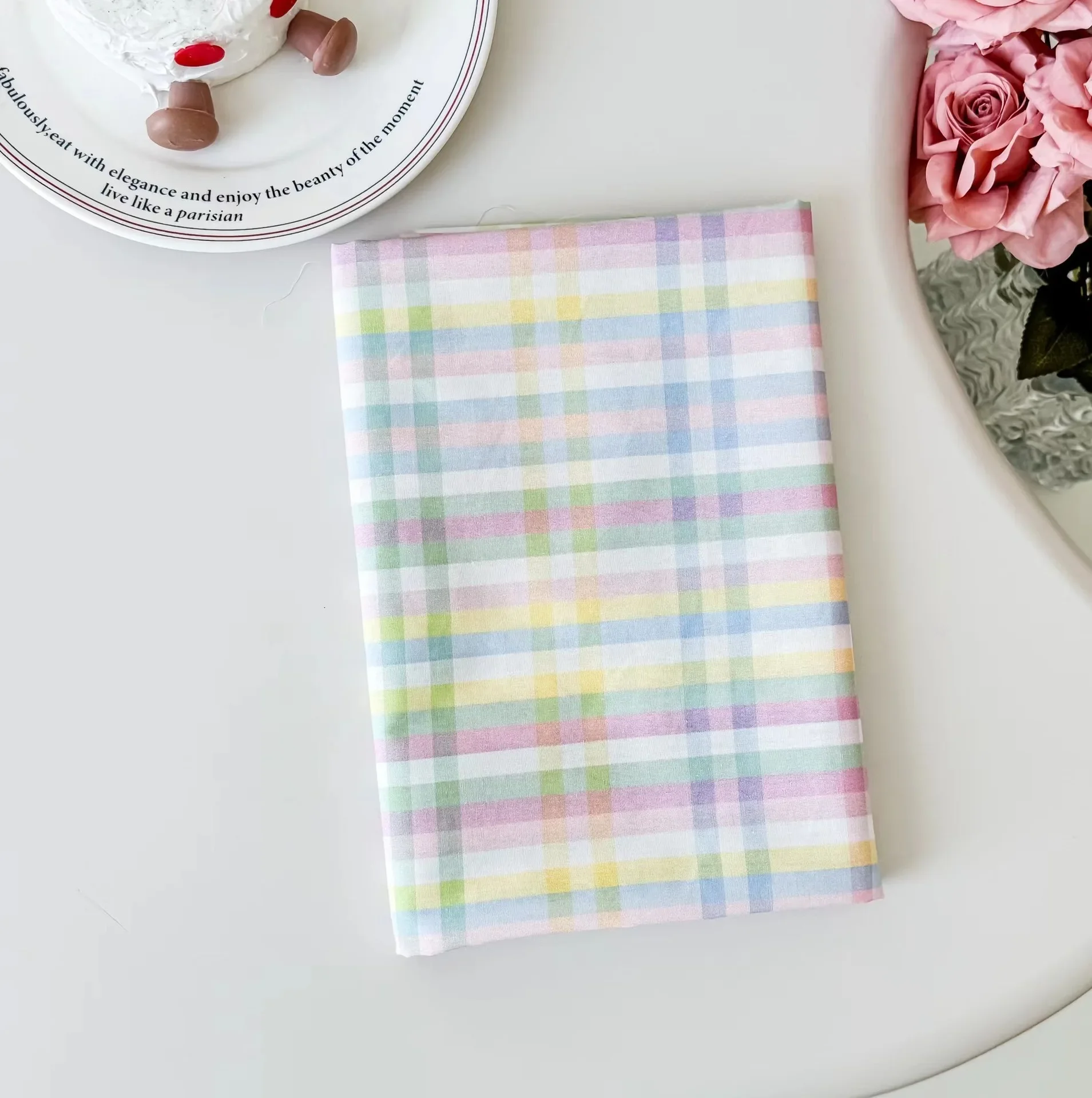 Colorful Plaid Pure Cotton Printed Fabric Handmade DIY Dress Home Clothes Children's Clothing Material Soft Comfortable Fabric