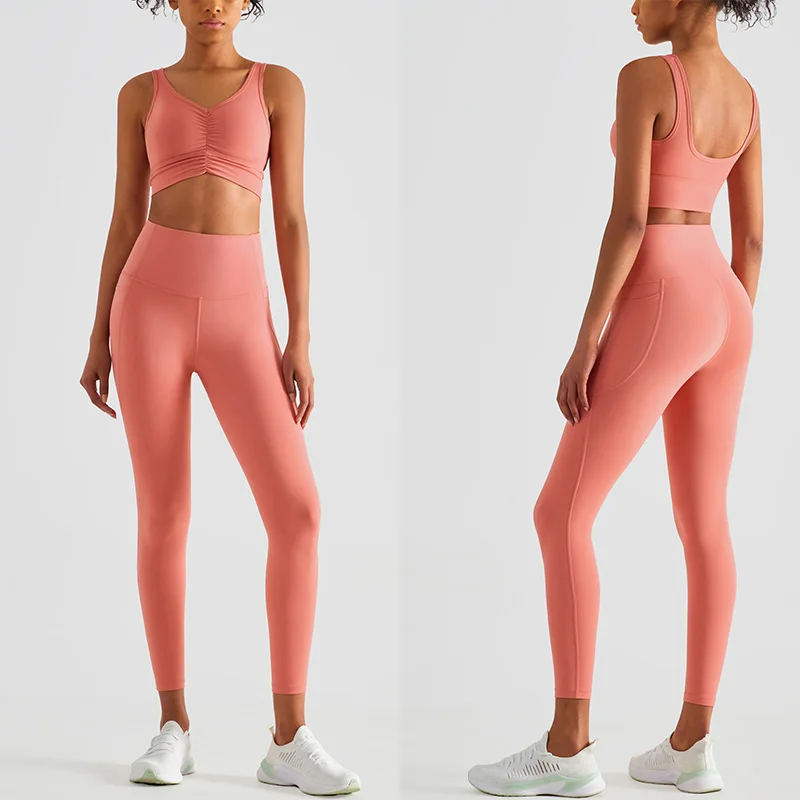 

2022 Sexy Sport Yoga Set Two-piece Sportwear Women Suit Outfit Running Fintess Sport Clothes Workout Clothes For Female Academic
