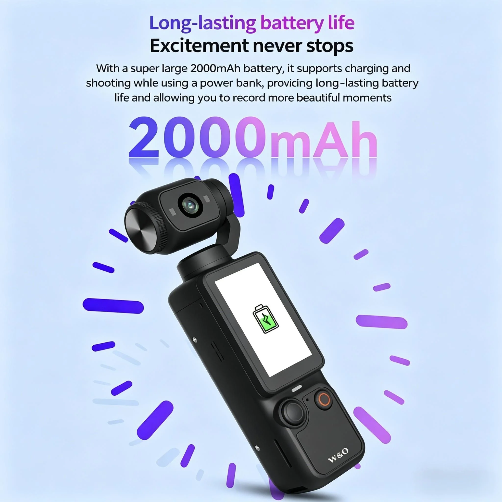 1.9인치 CMOS 센서가 장착된 1080P 100W 스포츠 카메라 USB 충전 180 ° 회전식 1000mAh 휴대용 다기능 카메라