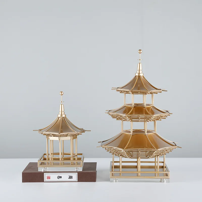 

New Chinese-style Creative Light Luxury Modern Home Metal Landscape Tower Decoration Study Porch Decoration Decoration