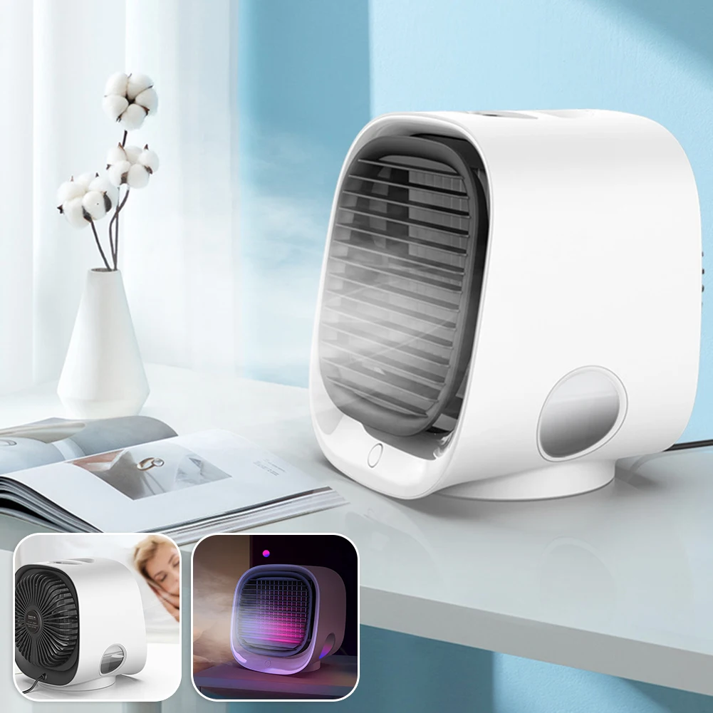 Portable Humidifier Fan AIr Conditioner Colorful Night Light Household Small Air Cooler Hydrocooling Air Adjustment For Office