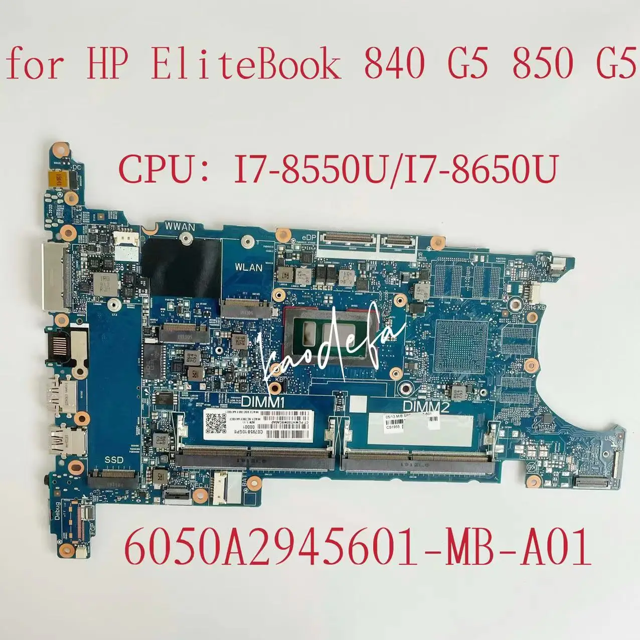 Muslimfor Hp Elitebook 840 850 G5 Scheda Madre Del Computer Portatile Cpu: I7-8550U I7-8650U Ddr4 L15520-601 L15522-601 Test Ok