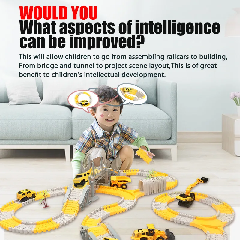 Electric Track Toy Car Engineering Car Children'S Toys Track Car Small  Train Diy Toys For Children'S Day Gift - AliExpress