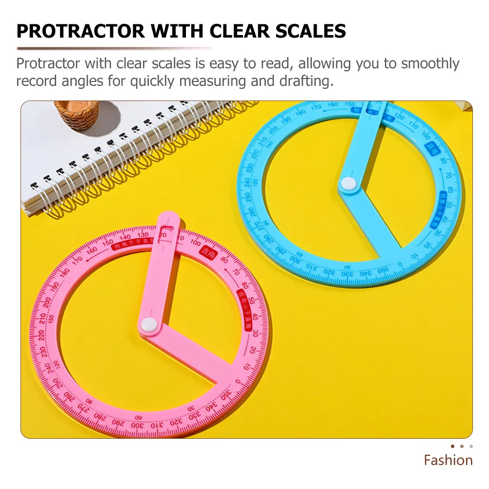6Pcs 각도기 투명 원형 각도기 학생 교사를 위한 360도 측정 도구 수학 제도 교실 대량 사용