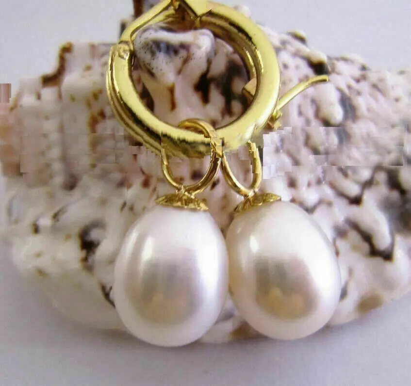 

Genuine HUGE AAAA South Sea White 10-12mm Pearl Dangle Earrings
