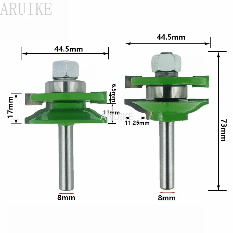 

Хвостовик 8 мм, 3 шт., набор направляющих для фрез по дереву