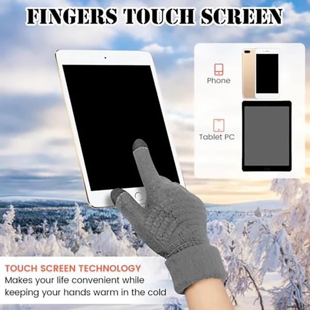 Winter Touch Screen Gloves, Warm And Cold-resistant, With Warm Knitted Elastic Cuffs Suitable For Outdoor Fishing And Skiing 2