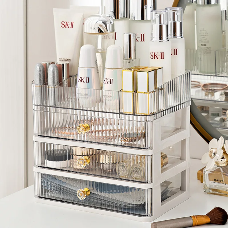 

Bedroom Cosmetics Storage Box Comb Bathroom Dressing Table Skin Care Products Desktop Storage Transparent Lipstick Makeup Box