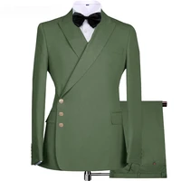New Arrival Solid Men Suits Two Piece Chic Peak Lapel Side Single Breasted Clothing Formal Office Smart Casual Costume Homme 1