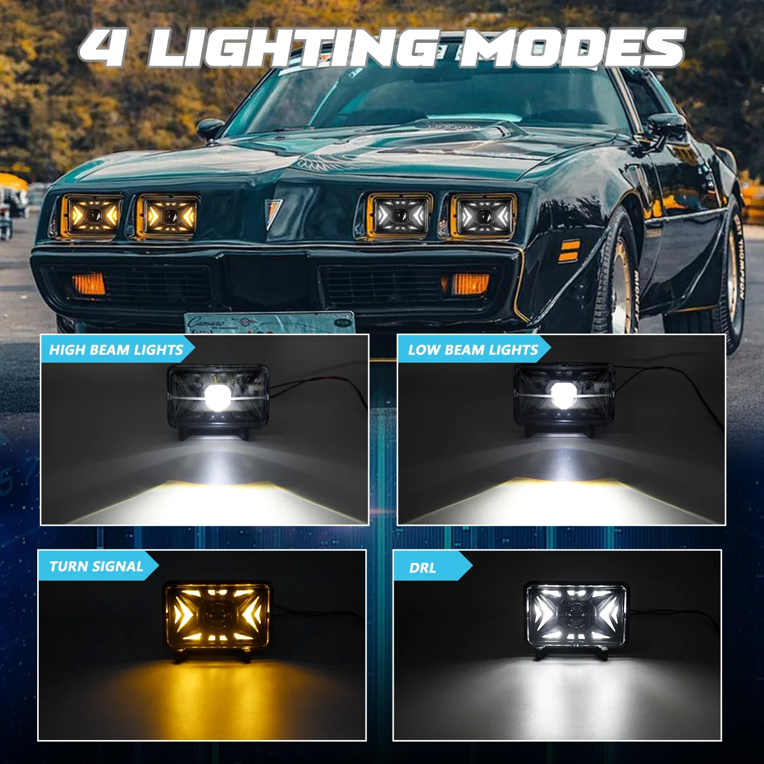 4x6 Inch Car Headlamp with DRL/Turn Signal Headlight Car 12v 24V Headlights Proj
