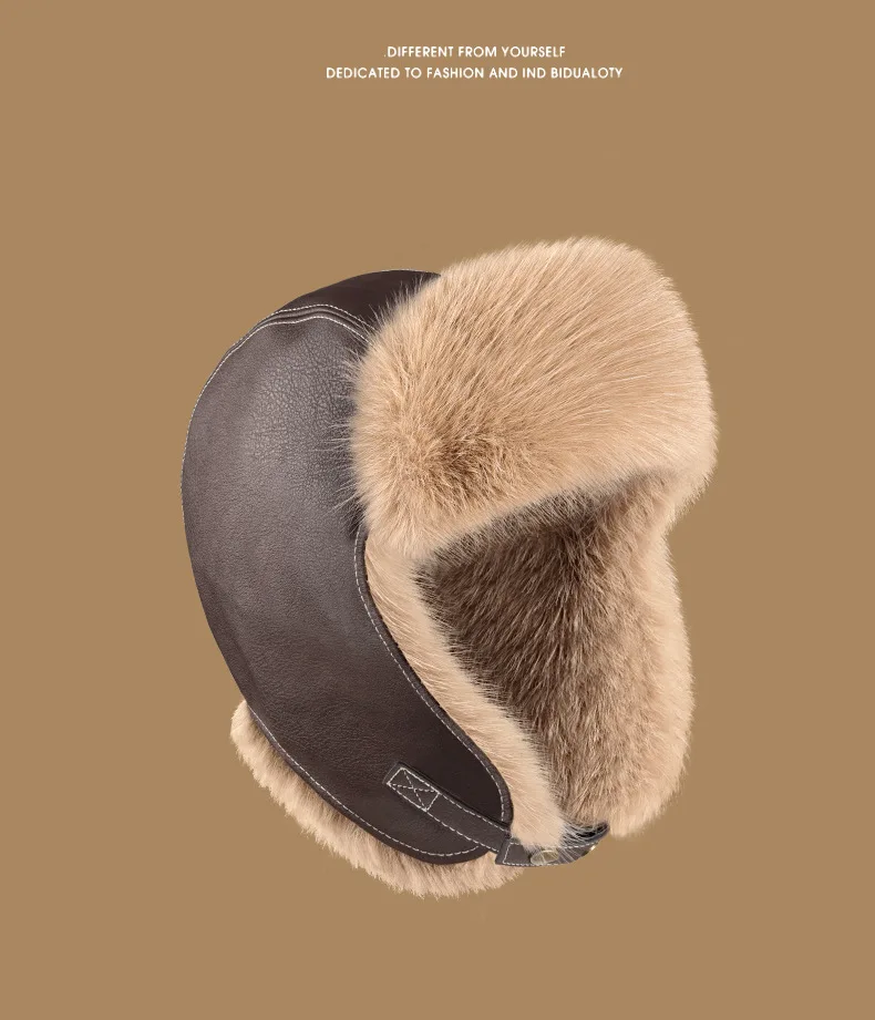 Men's Winter Trapper Aviator Trooper Earflap Warm Russian Waterproof Ski Hat Bomber Cap Russian Warm Ear Protectors Hats