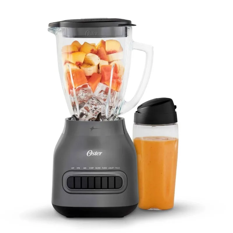Oster easy-to-clean blender with dishwasher-safe glass jar with 20 oz. Blend-n-Go cup