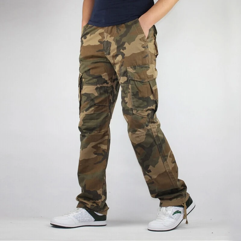 

2023 Autumn Mult-pockets Camouflage Pants Casual Men Cotton Tactical Trousers Men Cargo Pants Loose Camo Pants Overalls