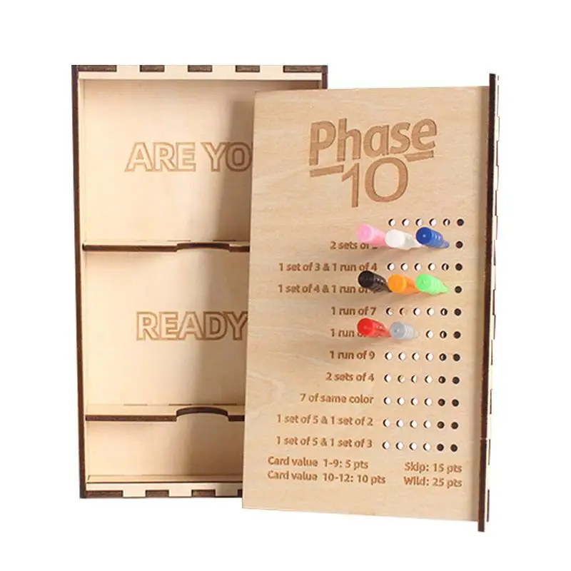 Segnapunti In Legno Per Phase 10 Con 8 Pioli Colorati | Accessorio Per Serate Di Gioco In Famiglia