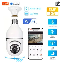 Smart Home WiFi Security Camera Bulb with Night Vision and Two - Way Audio - E27 Camera  3MP