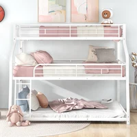 Twin Full Queen Triple Bunk Bed with Long and Short Ladder and Full-Length Guardrails,Black Kid Bed Boys Bed Children Furniture 2