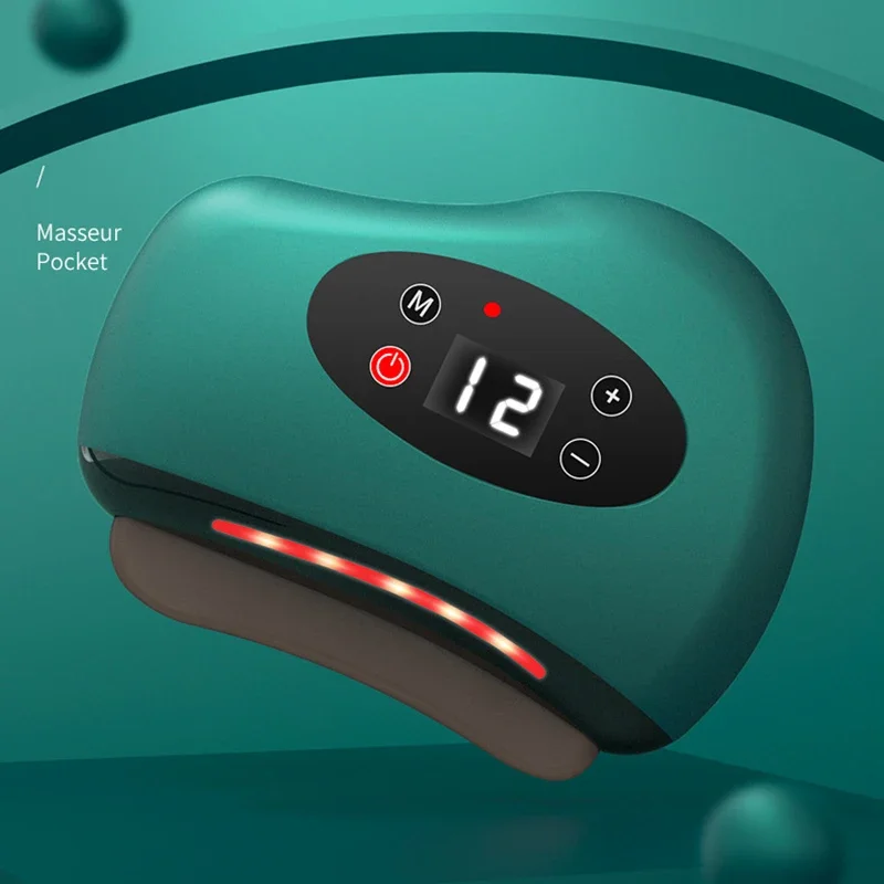 Electric Guasha Massager Hot Compress Massager Stone Heating Vibration Scraping Neck Face Body Skin Lifting Removal Wrinkle Tool