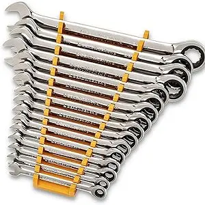 GEARWRENCH 30 Piece 12 Point Ratcheting Combination SAE/Metric Wrench Set with Wrench Racks - 86702
