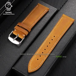 Vintage Leather Watch Strap - Calfskin Wristband - Black Buckle (Light Brown)