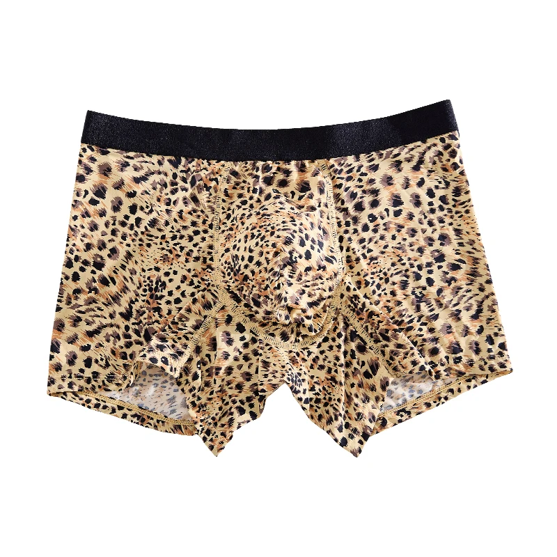 Leopard Boxers Ice Silk Man Underwear Graphene Men Underpants Breathable Comfortable Men's Panties Ultrathin BoxerShorts Trunk