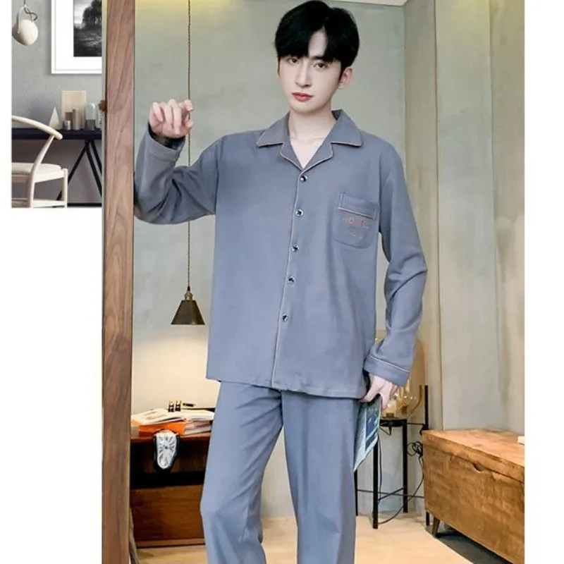 Autumn Winter Men's Pajamas Plush Thickened Boys Double-sided German Home Clothing Long Sleeved Pants Thin Youth Loungewear Set