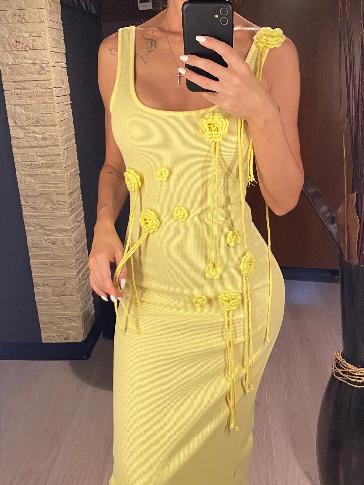Knitted Beach Dress Women Vacation 3D Flower Slim Backless Holiday Outfits Summer Sleeveless Maxi Party Dresses V6181 beach dress set,beach evening dress
