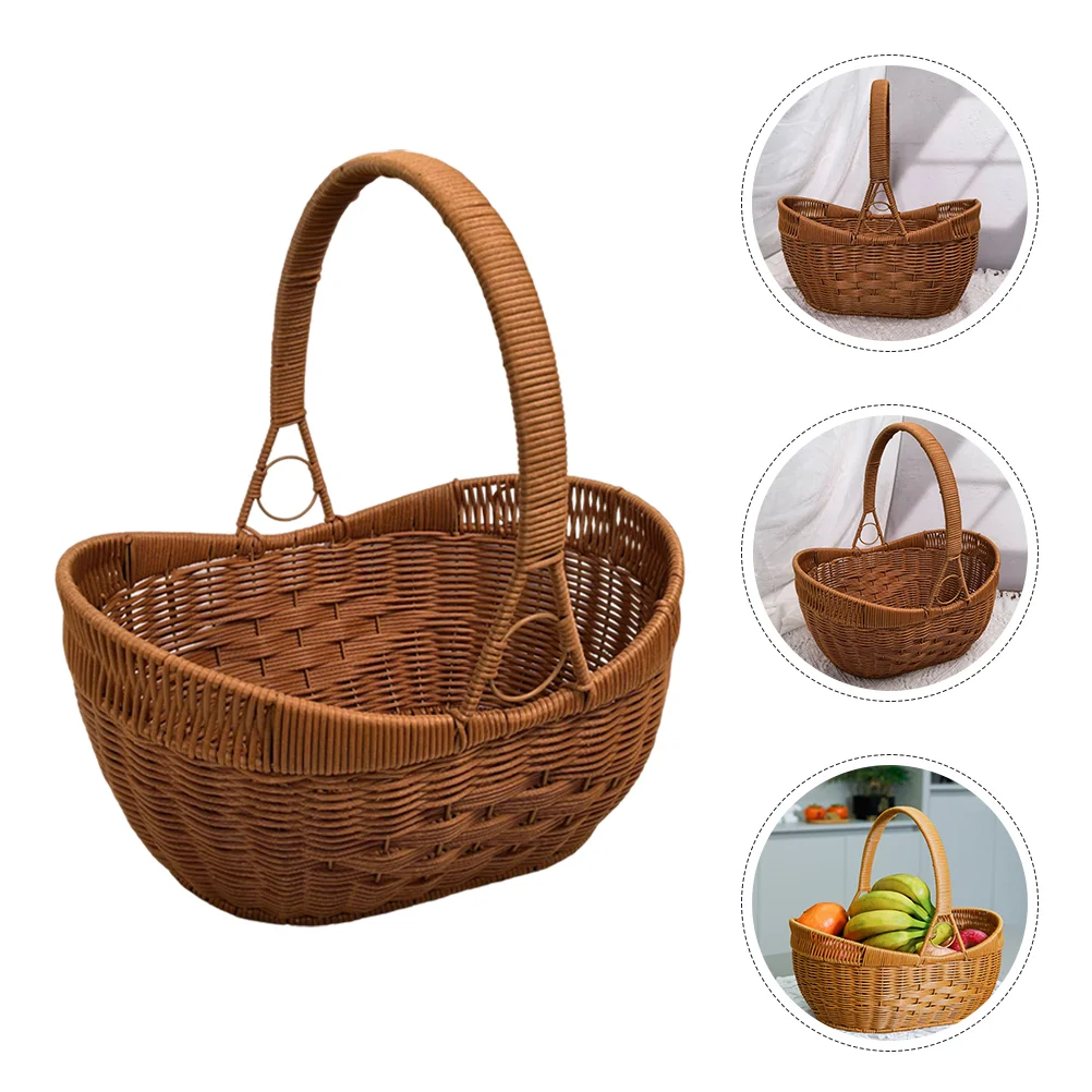 

Picnic Basket Fruit Picking Woven Baskets Party Bread Wear-resistant Storage Kitchen Egg
