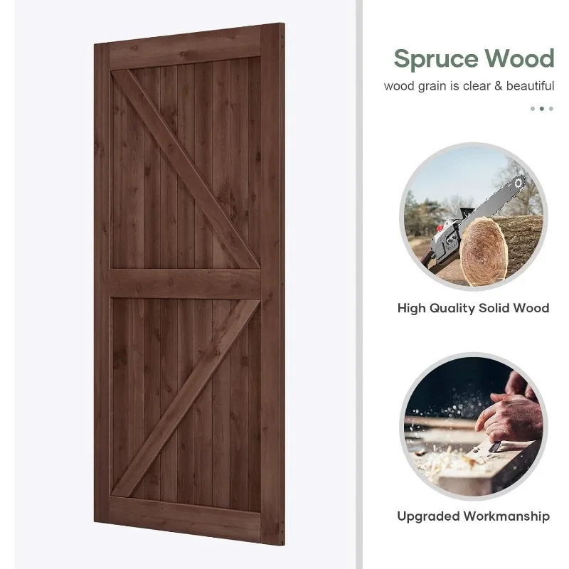 48x84" Sliding Barn Door Panel with 8ft Hardware Kit and Handles Coffee  Easy DIY Assembly Perfect for Warehouses  Bedrooms 4