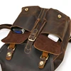 Genuine Leather Backpack Men Vintage Crazy Horse Leather Bucket Daypack Large Capacity Male Travel Backpack School Bags 5