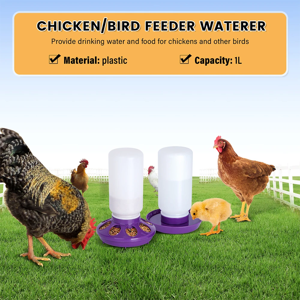 Poultry Waterer 1L Chicken Feeder Bucket Automatic Chick Drinker Quail Bird Equipment